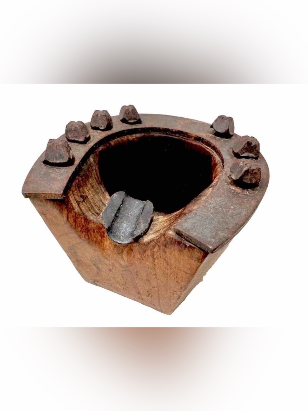 Vintage 1920’s Solid Wood & Iron Horseshoe Hoof Rustic Bar Tobacciana Ashtray